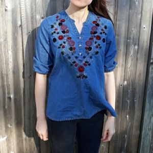 Tantrums Denim Top Embroidered Vintage
